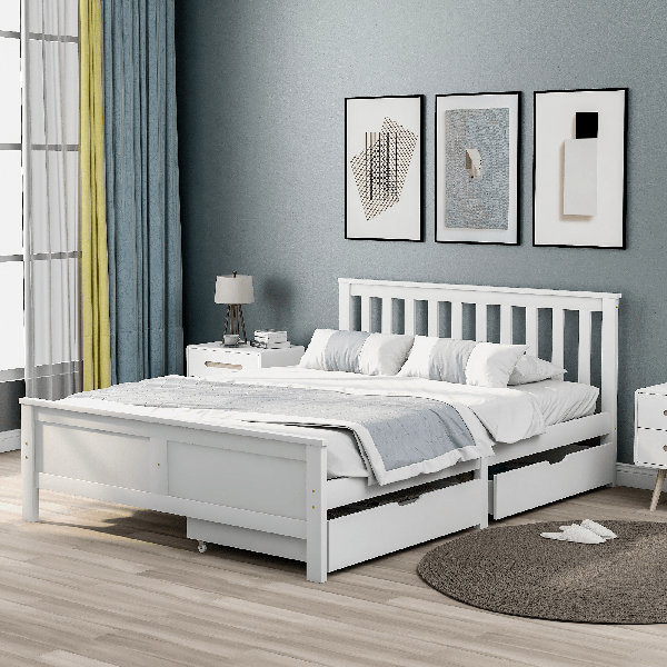 Queen bed set store with drawers underneath